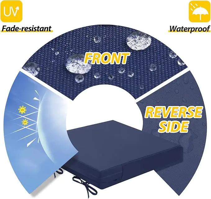 AAAAAcessories Outdoor Seat Cushions for Chairs, Waterproof, Fade-Resistant Patio Furniture Replacement Cushions, 20" x 20" x 3", Set of 2, Navy Blue by GreenHaven Gardens
