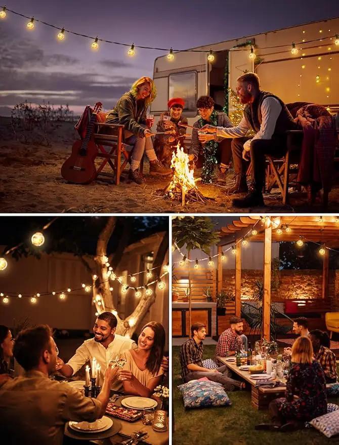 Brightown Outdoor String Lights - Globe Patio Lights 30 Ft with 15 G40 Shatterproof Bulbs, Waterproof Connectable Commercial Outdoor Lights for Backyard, Bistro, Porch, Cafe, Deck by GreenHaven Gardens