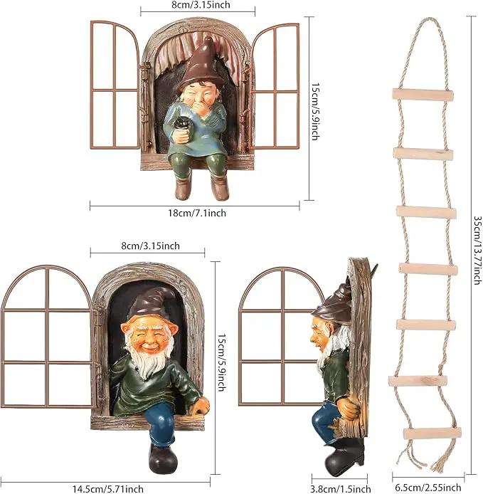 Thyle 4 Pieces Elf Out The Door Tree Hugger Garden Statue Gnome Resin Gnome Figurine Hanging Inappropriate Garden Gnomes Tree Gnome Decoration Tree Faces Decor Outdoor for Patio Lawn Ornament by GreenHaven Gardens