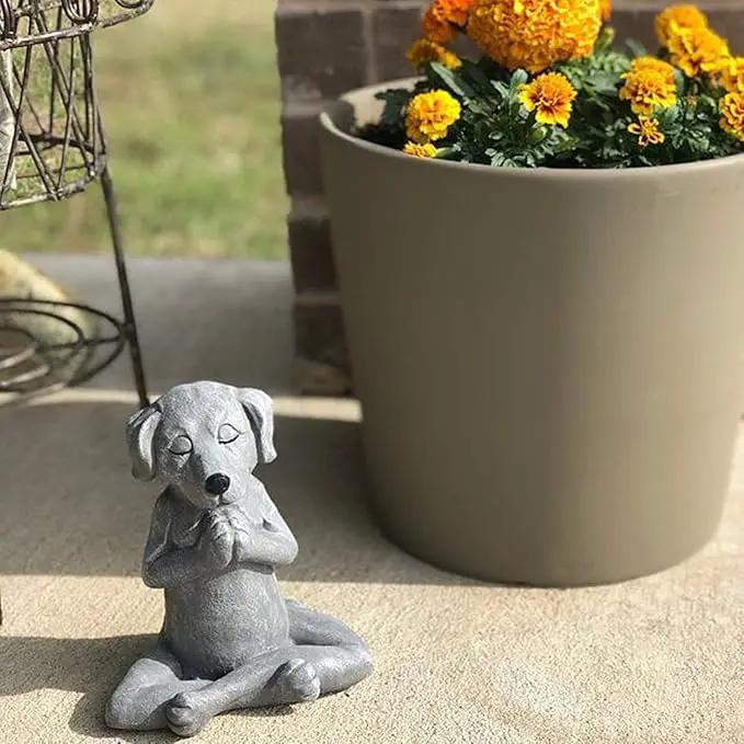 Meditating Dog Statue Buddha - Zen Dog - Namaste– Top Collection Tranquility and Peacefulness for Your Fairy Garden. 4¾ Inches Tall Miniature Gnome Figurine by GreenHaven Gardens