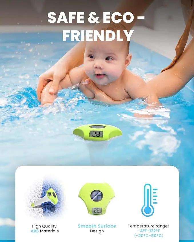 BALDR Pool Thermometer Floating Easy Read, IPX8 Waterproof, Solar Powered Digital Pool Thermometer with LCD Screen,Suitable for Swimming Pool/Hot Tub/Hot Spring/Aquarium (Green) by GreenHaven Gardens