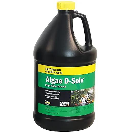 CrystalClear Algae D-Solv Pond Algae Control, Fast-Acting EPA Registered Algaecide, Use in Fountains & Outdoor Ponds Containing Koi & Other Fish, Treats 46,080 Gallons, 1 Gallon by GreenHaven Gardens