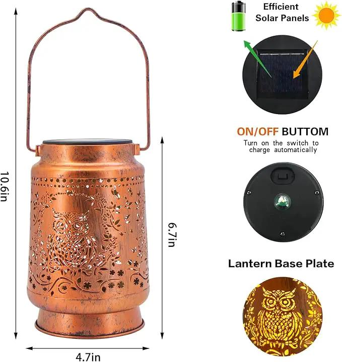 Solar Lanterns Outdoor Garden Decor, Gifts for Women, Mom, Grandma, Birthday, Thanksgiving, Decorative Waterproof Hanging Metal LED Light for Yard, Patio, Lawn, Landscape, Backyard (Owl) by GreenHaven Gardens