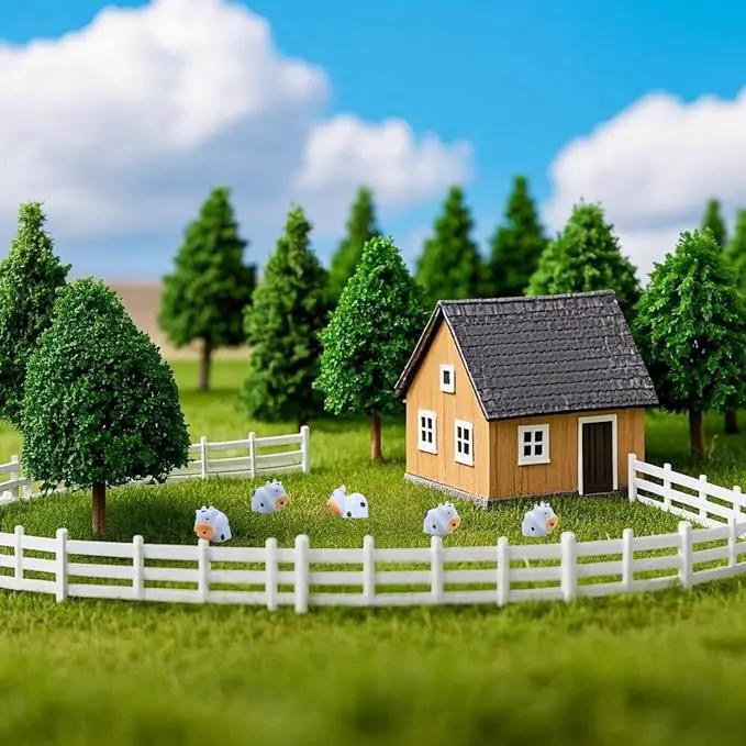 DoubleWood Mini Cow Figurines Set, 60 Pieces, Resin Mini Animals Decorations for Fairy Gardens and Miniature Landscapes (60, White) by GreenHaven Gardens