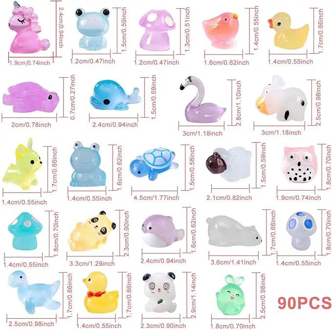 90 Pcs Mini Resin Animals Glow in The Dark Miniature Figures for Garden Accessories,for Craft,Garden Decoration, Goodie Bag Fillers Party Favors Decorations by GreenHaven Gardens