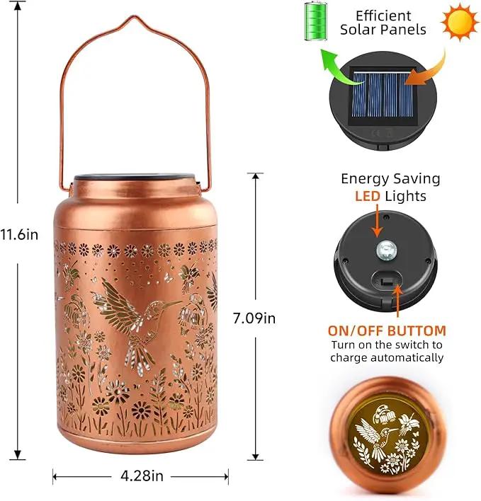 Hummingbird Solar Lanterns Outdoor Waterproof Hanging Solar Lights Metal Decorative LED Lanterns Outside Decor for Garden,Yard,Patio,Lawn Christmas Gifts for Women Mom by GreenHaven Gardens