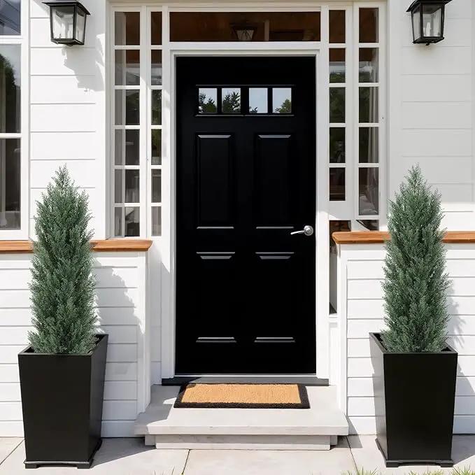 THE BLOOM TIMES 4ft Topiary Trees Artificial Outdoor 2 Pack – UV Resistant Faux Cedar Pine Cypress Bushes and Shrubs, Fake Potted Plants for Front Porch Outside Planter Patio Decor, Set of 2 (4 Foot) by GreenHaven Gardens