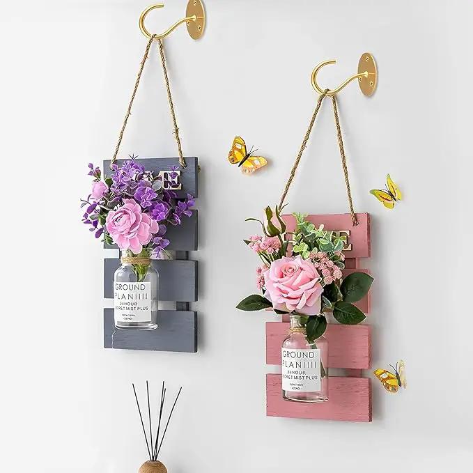 Ceiling Hooks for Hanging Plants-Metal Heavy Duty Wall Mounted Hangers for Hanging Bird Feeders, Planters, Wind Chimes, Include Professional Drywall Anchors (3-Pack) (Gold) by GreenHaven Gardens