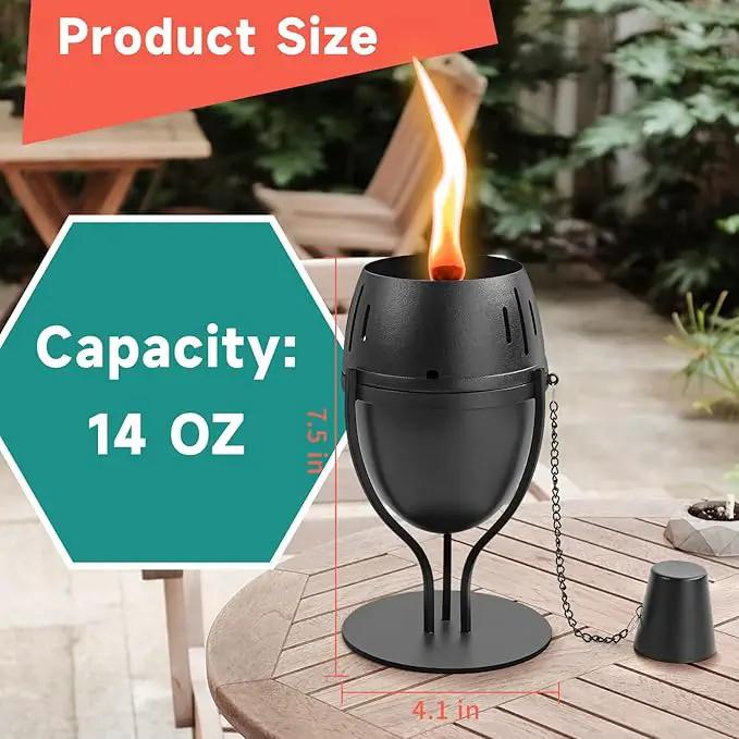 4 Pack Metal Table Top Torches, 14 oz Citronella Torches for Outside, Refillable Flame Light Torch, Decorative Tabletop Lantern for Yard, Patio, Deck, Garden, Party, Landscape by GreenHaven Gardens