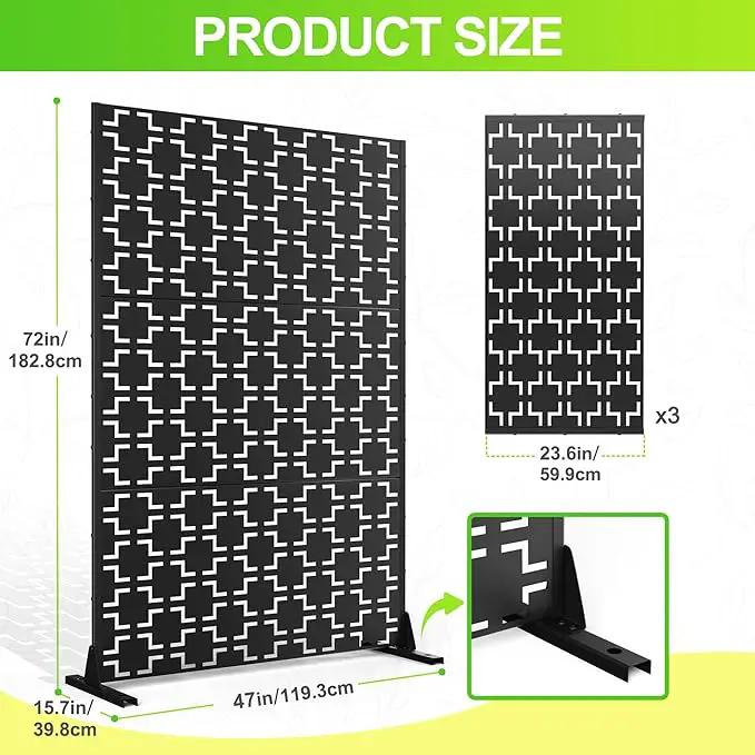 Outdoor Privacy Screen,72" H×47" W Metal Privacy Screen, Freestanding Privacy Fence Panels for Patio by GreenHaven Gardens