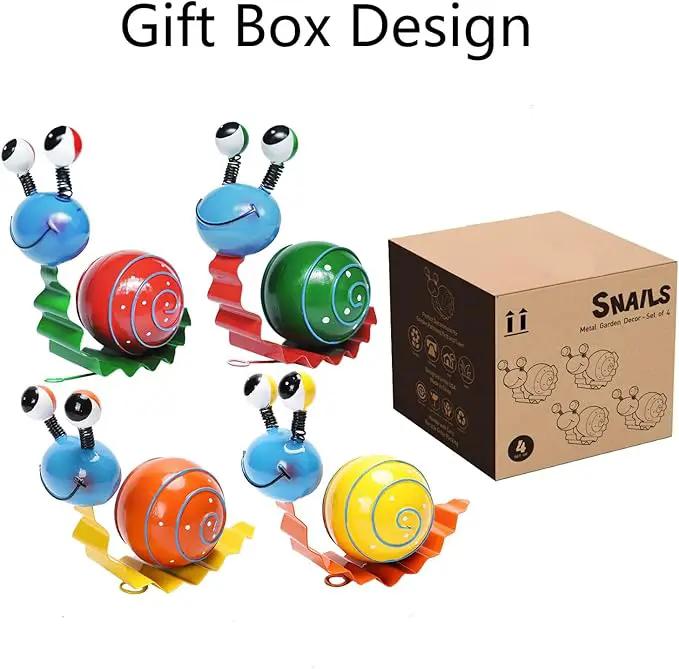 Metal Yard Art Cute Snails Garden Decor for Outside Lawn Ornaments Patio Outdoor Decorations - Set of 4(Yellow,Orange,Green,Red) by GreenHaven Gardens