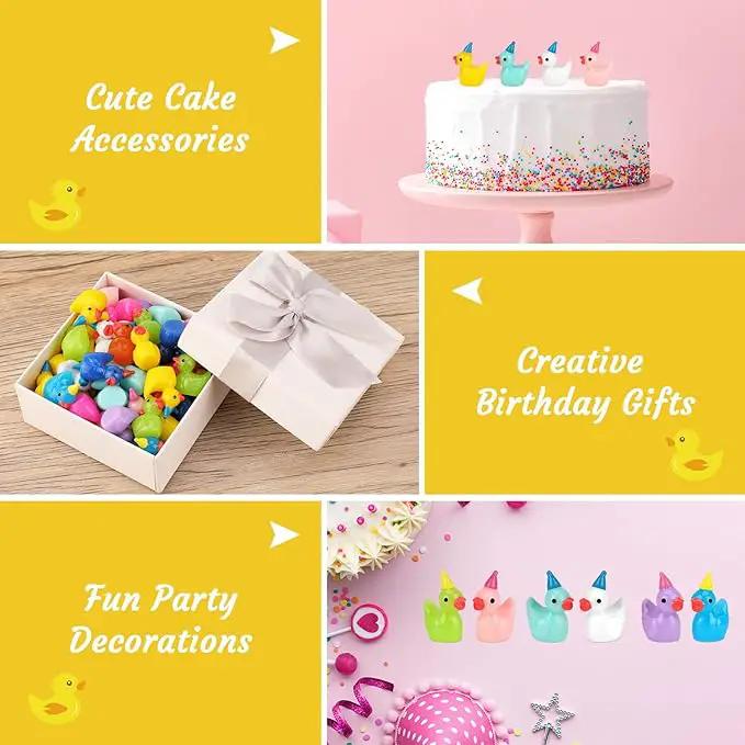 100 Pack Mini Resin Ducks, Multicolor Mini Ducks Wearing Party Hat, Tiny Duck Miniature Duck Figures Tiny Home Ornament for Micro Landscape Dollhouse Garden Aquarium Potted School Office by GreenHaven Gardens