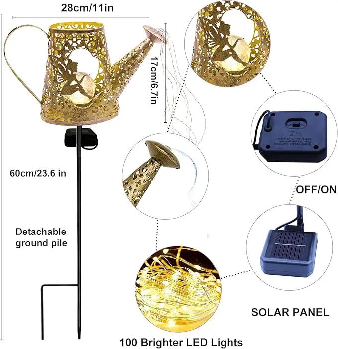 YJFWAL Solar Watering Can with Warm White LED Lights Outdoor Waterproof Fairy Garden Decor for Pathway, Yard, Lawn, Patio Perfect Decorations Gardening Gifts, Birthday Present for Women, Mom, Grandma by GreenHaven Gardens