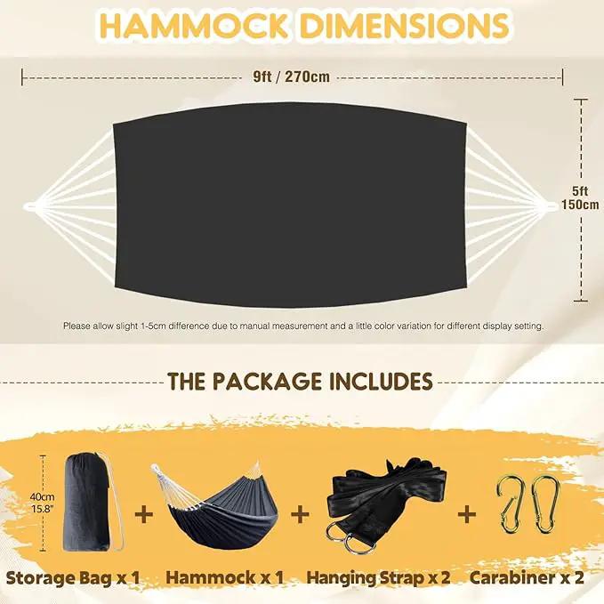 ANYOO Cotton Hammock Portable Camping Hammocks for Hanging Sturdy Garden Comfortable Fabric Hammock with Tree Straps Up to 660lbs with Travel Bag for Camping Outdoor/Indoor Patio Backyard by GreenHaven Gardens