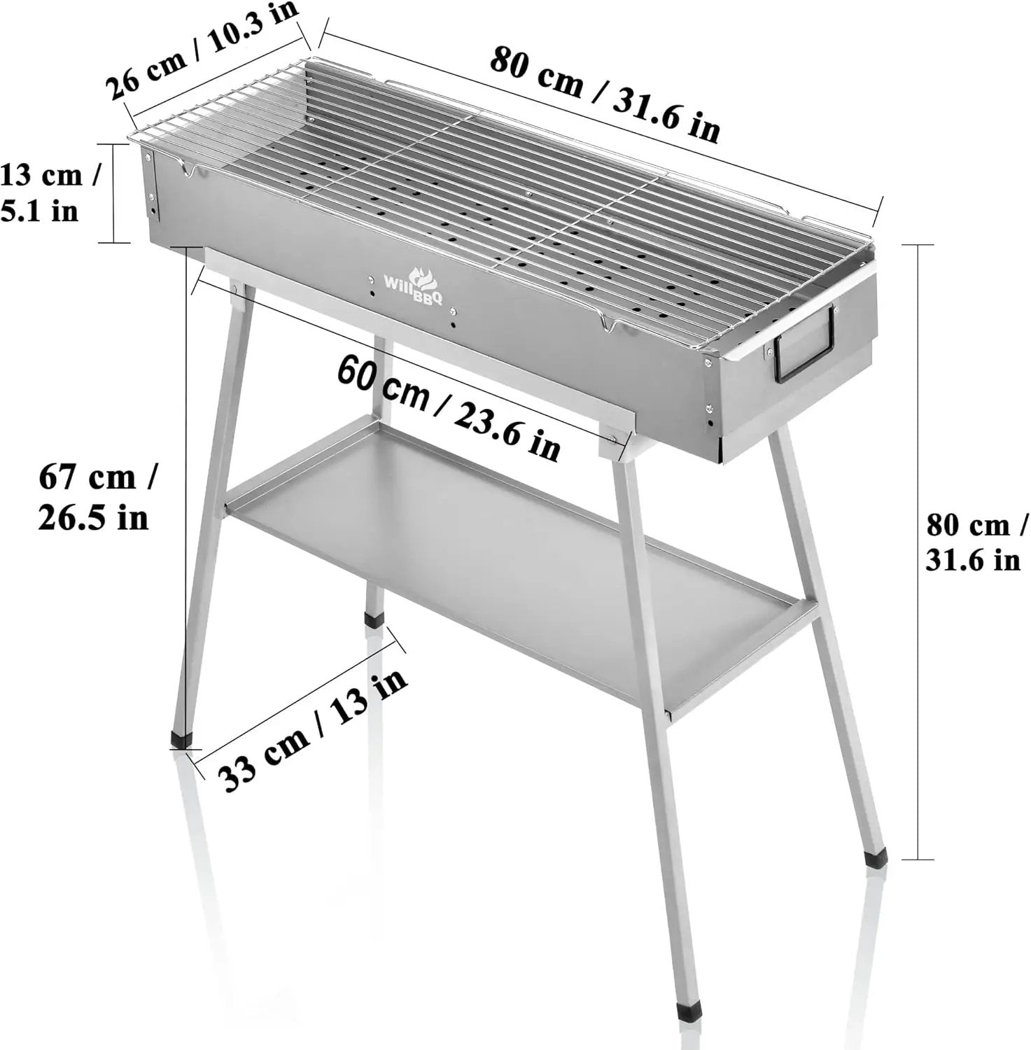 Charcoal Grills Commercial Quality Portable Multiple Size Hibachi BBQ Lamb Skewer Folded Camping Barbecue Grill for Garden Backyard Party Picnic Travel Outdoor Cooking Use(31.6x10.3x5.1 inch) by GreenHaven Gardens