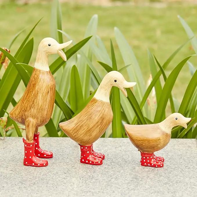GUTE Duck Yard Decorations Yard Art Garden Puddle Ducks with Spotted Wellies Boots - Single - Garden Decor Statues, Duck Figurine Statue - Waterproof Indoor & Outdoor Lawn Gnome Ornament (Small Duck) by GreenHaven Gardens