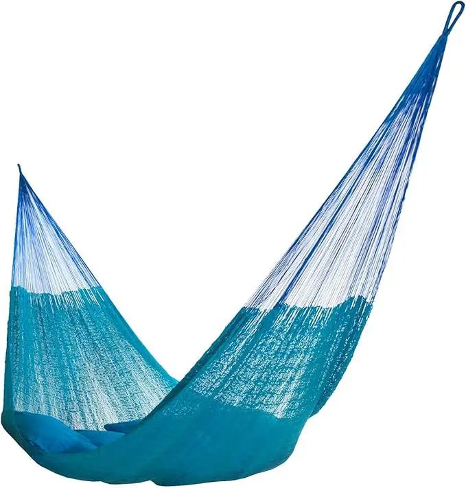 Hammocks Rada Mayan-Made Matrimonial Yucatan Hammock - Two Person Hammock - Artisan Crafted in Central America - Fits 12.5 to 13 Feet Hammock Stand - Up to 550 Pounds, Sky Blue - Hanging Bed by GreenHaven Gardens