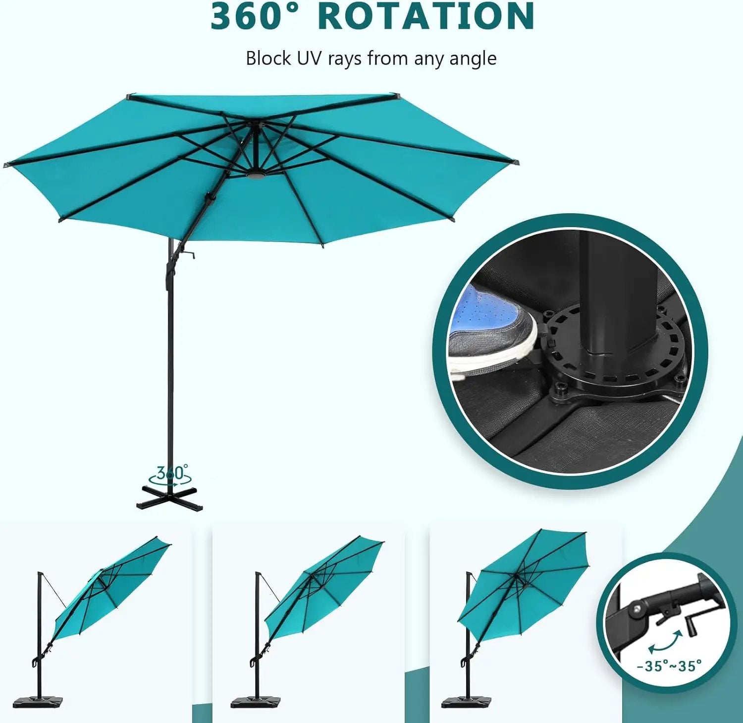 Abba Patio 10FT Vienna Offset Patio Umbrella Outdoor Cantilever Umbrella with 360° Rotation Design and Easy Tilt Adjustment UV 50+ Protection 8 Ribs for Backyard Garden Deck Pool Patio, Light Blue by GreenHaven Gardens
