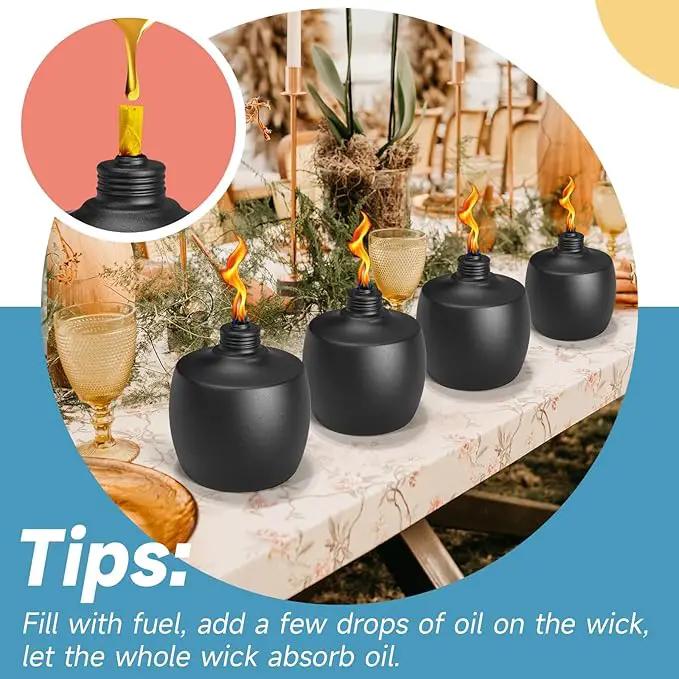 4-Pack Citronella Tabletop Torches, 21.5 oz Table Top Torches for Outdoor, Metal Oil Burner Candles, Garden Torches with Fiberglass Wick for Yard, Patio, Deck, Garden, Party, Landscape by GreenHaven Gardens