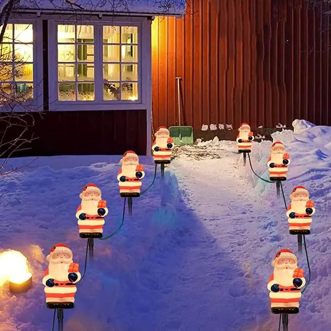 Goothy 2 Sets Santa Christmas Pathway Stakes Lights, 7Ft C7 Outdoor String With 8 Santa Claus Driveway Marker, Connectable Decorations for Yard Garden Walkway by GreenHaven Gardens