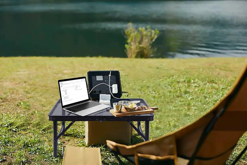 Nice C Table for Grill, Outdoor Table, Camping Table, Outdoor Cooking Table, Picnic Tables, Card Table Adjustable Height, Mesh Bag, Carry Handle (47.3” x 23.7“ x 14.7”/24.2“ Black) by GreenHaven Gardens