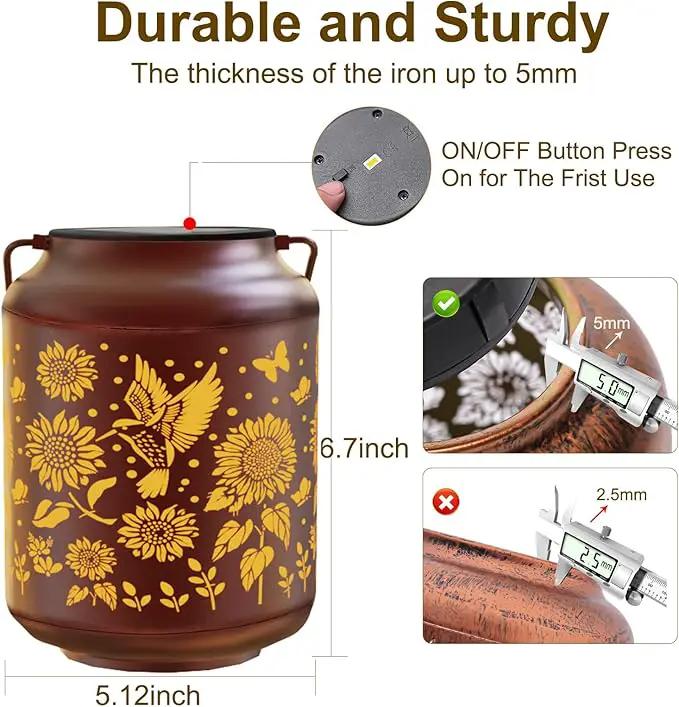Birthday Gifts for Women Mom Grandma Solar Lanterns Outdoor Waterproof Hummingbird Garden Decor Hanging Metal Lights Outside for Yard,Patio,Backyard,Porch by GreenHaven Gardens