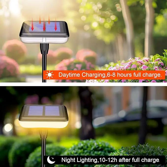 Solar Swaying Lights 4 Pack,Solar Path Lights Warm White LED Square,High Flexible Wire and Large Light Source P67 Waterproof, Solar Powered Suitable for Pathway Flower Pots Balcony Terrace Decoration by GreenHaven Gardens