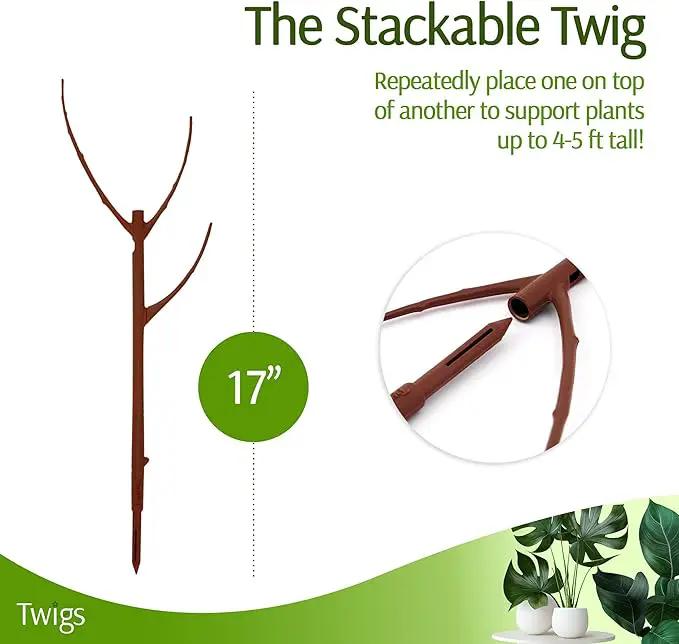 Stackable Plant Support Stakes, Stem Holder Structures for Indoor & Outdoor Use, Garden Accessories for Climbing & Potted Plants, Trellis Alternative - Begonia Red, 10 Pack, 17" L by GreenHaven Gardens