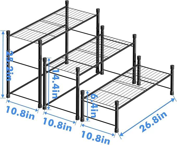 New England Stories Outdoor Plant Stand, 3-Tier Metal Plant Rack, Heavy Duty and Waterproof Plant Shelf, Stackable Tall Flower Pot Holder for Garden Display Rack, Black by GreenHaven Gardens