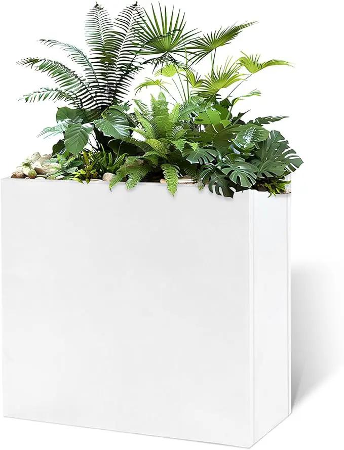 Galvanized Steel Metallic Heavy Planter for Outdoor Plants 24"x10"x24" Metal Planters Spliced Flower Planter with Partitions for Outside,Indoor,Garden (White, 24 * 10 * 24) by GreenHaven Gardens