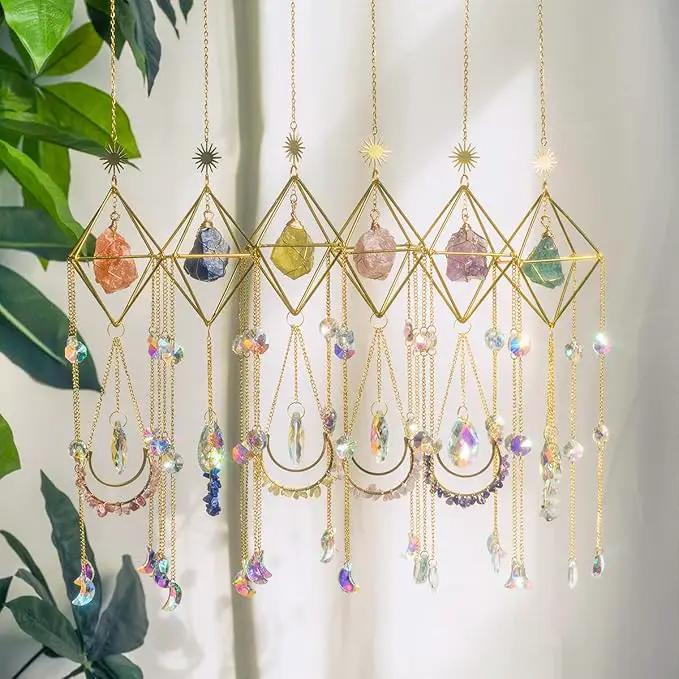 Crystal Suncatcher Rose Quartz, Spiritual, Sun Catcher Hanging for Windows, Rainbow Maker, Crystal Indoor Garden Home Decor, Natural Gemstone Boho Decor (Rose Quartz) by GreenHaven Gardens