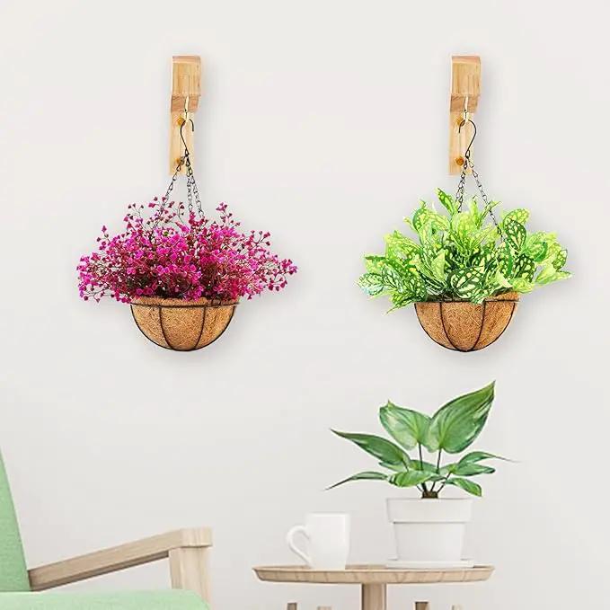 FGSAEOR T-Shaped Wooden Hanging Plant Bracket, 7-Inch Wall Hook Plant Hangers for Indoor Outdoor Hanging Bird Feeders, Flower Baskets, Wind Chimes by GreenHaven Gardens