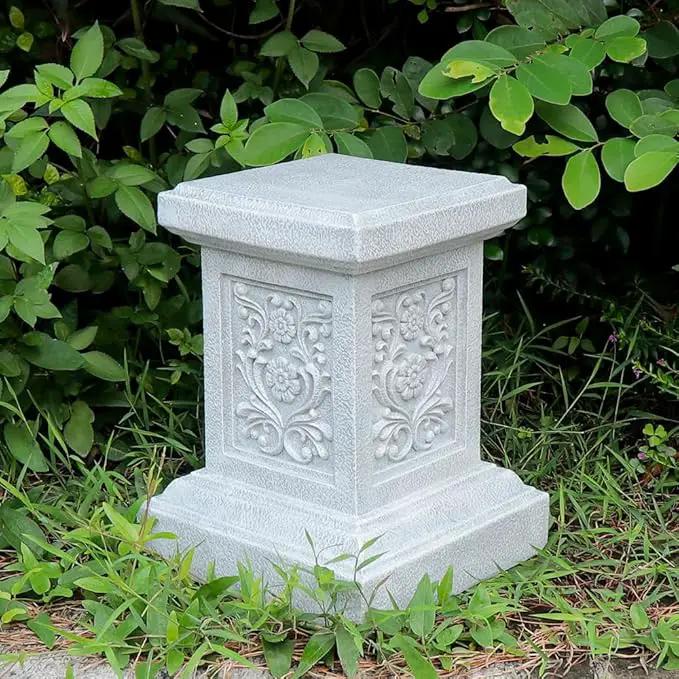 Classic Statuary Stand Garden Pedestal Sculpture Decor Plinth Base Riser, Outdoor or Indoor Resin Statuary Pedestal, 12.6"(H) x 9.5"(L) x 9.5"(W) by GreenHaven Gardens