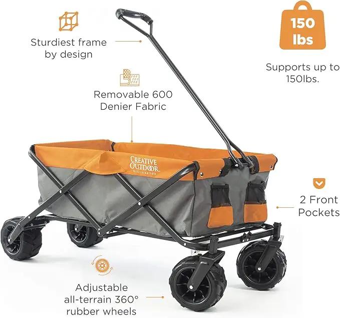 Creative Outdoor Original Folding Wagon All-Terrain Wheels by GreenHaven Gardens