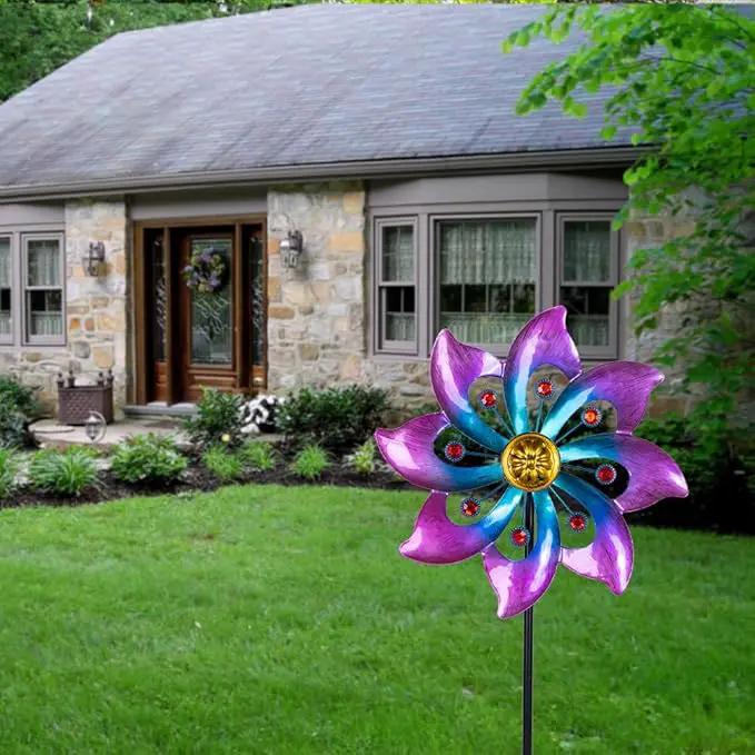 VEWOGARDEN Small Wind Spinners for Yard and Garden, Waterproof Metal Pinwheels Wind Spinners Outdoor Decor (Blue and Pink) by GreenHaven Gardens