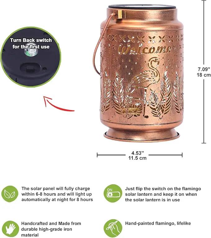 Nacome Flamingo Solar Lantern for Garden Decor: Waterproof Hanging Metal Decoration with LED Lights for Yard Lawn Porch Patio Landscape Pathway – Birthday Gifts for Mom Grandma Women by GreenHaven Gardens