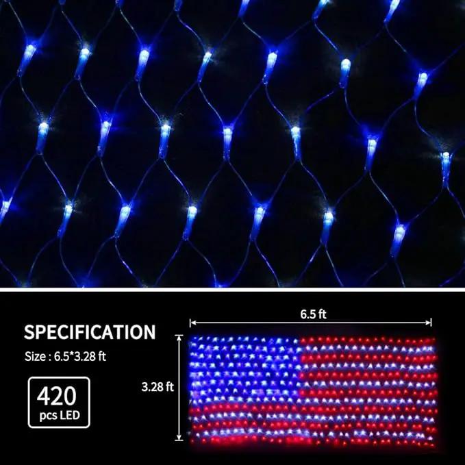 XTF2015 Led Flag Net Lights of The United States, Waterproof American Flag String Light for Christmas, Festival, Holiday, Independence Day, Memorial Day, Decoration, Garden, Yard, Indoor and Outdoor by GreenHaven Gardens