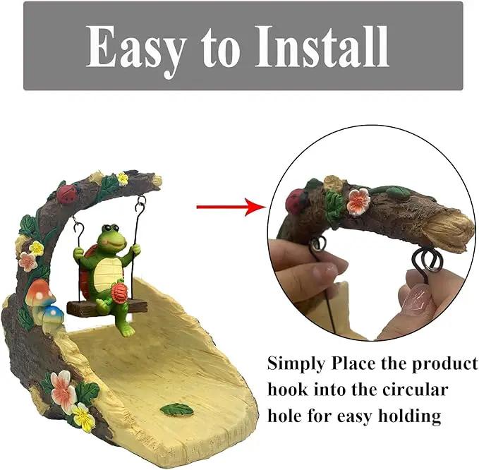 Tortoise On The Swing Gutter Downspout Extension Decoration,Rain Downspout Diverter Garden Statue,Decorative Gutter Extension,Downspout Splash Block,Animal Resin Statue Outdoor Décor by GreenHaven Gardens