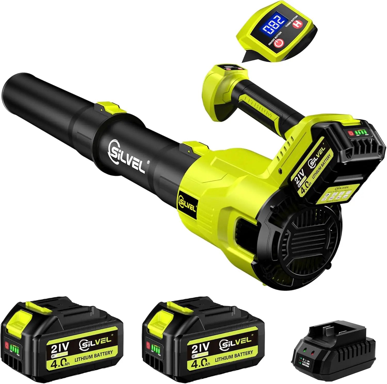 Cordless Leaf Blower, 550CFM (160MPH) Brushless Turbo Blower, 24V High Power Battery Powered Leaf Blowers with 2x4.0Ah Battery & Charger, Electric Blowers Variable Speeds for Lawn&Garden by GreenHaven Gardens