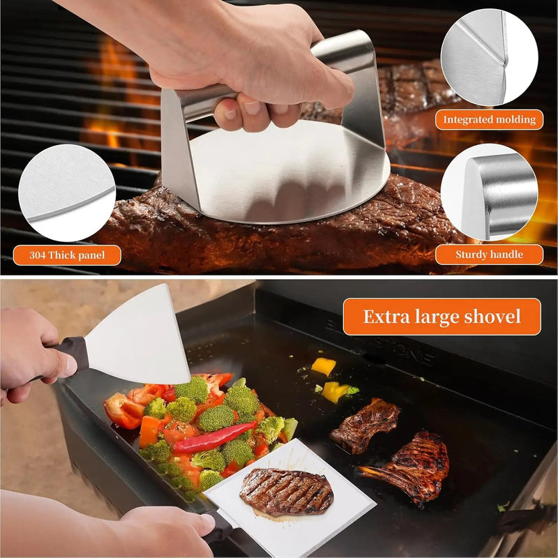 Griddle Accessories Kit,35 PCS BBQ Accessories for Blackstone and Camp Chef,Stainless Steel Flat Top Grill Accessories with Carry Bag,Griddle Dome Spatula Set with Burger Press for Outdoor by GreenHaven Gardens