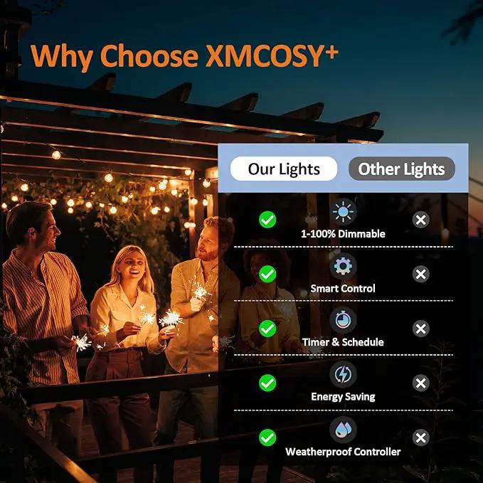 XMCOSY+ Outdoor String Lights, Smart Patio Lights 100Ft Dimmable Outdoor Lights Warm White, 50 G40 LED Bulbs, WiFi String Lights for Outside, Work with Alexa, APP Control, Waterproof Extendable by GreenHaven Gardens