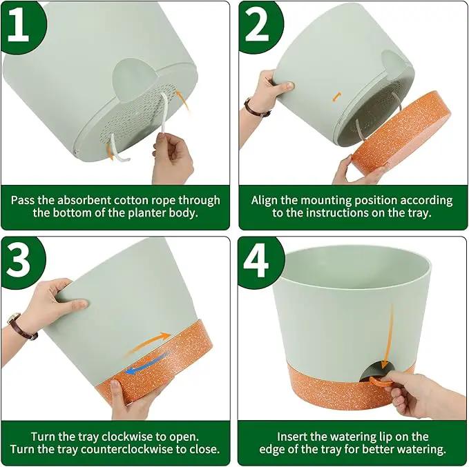 GARDIFE 12 inch Plant Pots, planters, Self Watering Pots, 2 Pack Large Plastic Flower pots with Deep Reservior and High Drainage Holes for Indoor Outdoor Plants and Flowers, Green by GreenHaven Gardens