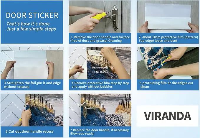 3D Peel & Stick Murals - Wooden Door Wallpaper - Self-Adhesive, Removable PVC - Waterproof - Bedroom/Living Room Decor - 35.4 x 78.7 inch by GreenHaven Gardens