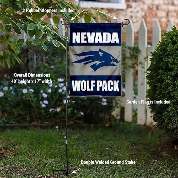 College Flags & Banners Co. Nevada Wolfpack Garden Flag with Pole Stand Holder by GreenHaven Gardens