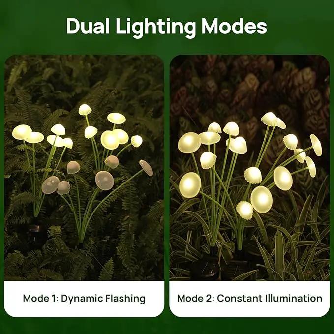 Solar Garden Lights, 6-Pack Dual Mode LED Solar Mushroom Lights, Waterproof Firefly Outdoor Decor for Yard, Patio, and Pathway – Warm White Jellyfish Ambiance by GreenHaven Gardens