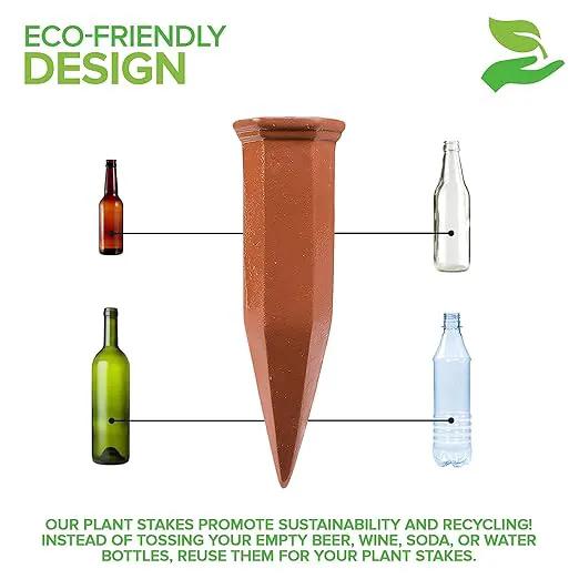 Modern Innovations Ceramic Terracotta Self Watering Spikes (10 Pack) Vacation Automatic Plant Waterer Devices, Indoor/Outdoor Planter Insert, Terra-Cotta Stakes for Potted Plants, Auto-Water System by GreenHaven Gardens