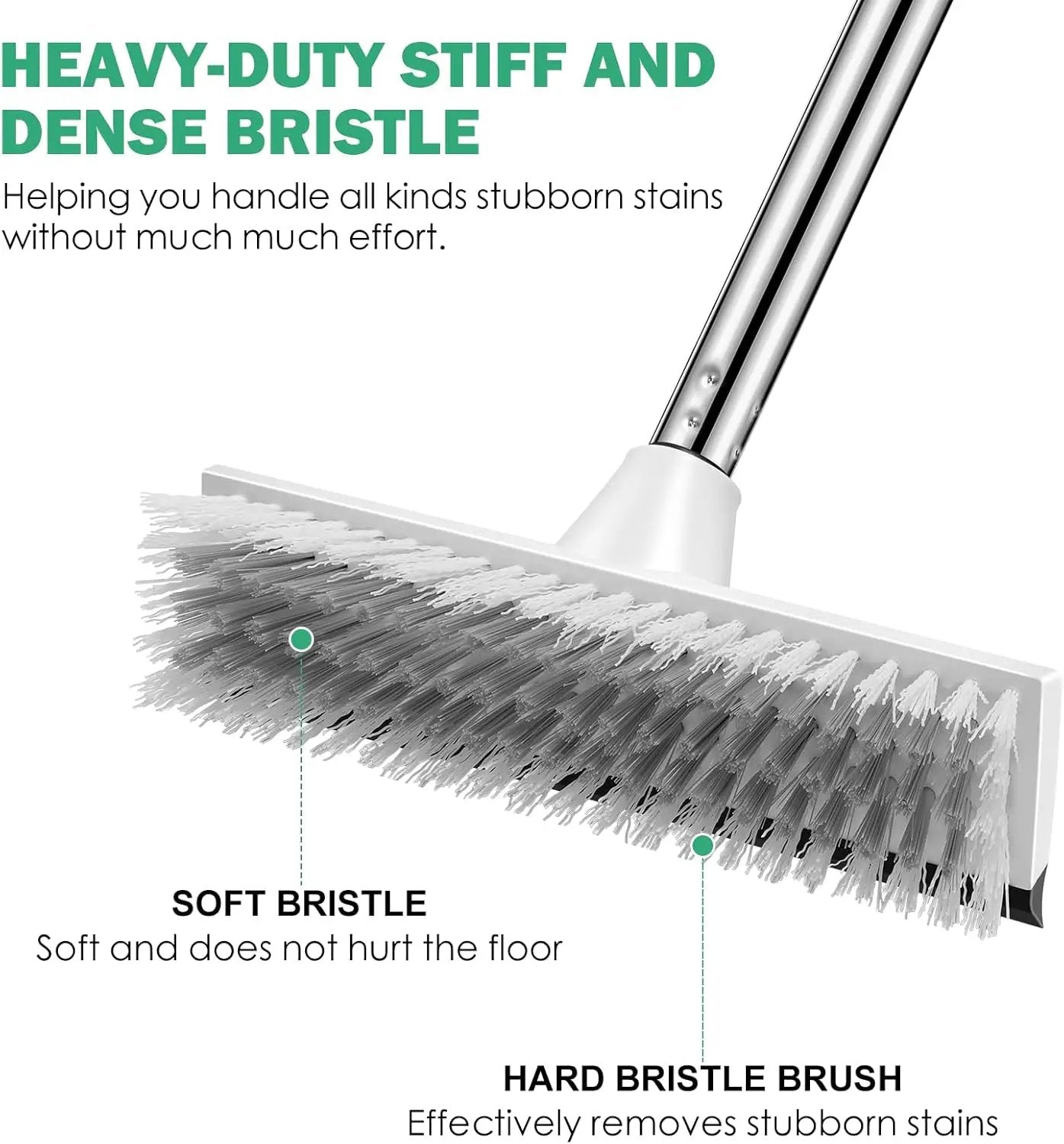 SetSail Floor Scrub Brush with 51-Inch Long Adjustable Handle 2 in 1 Scrape Brush Stiff Bristle Floor Scrubber for Cleaning Shower Bathroom Garage Kitchen Wall Deck Tub Tile, 2 Pack by GreenHaven Gardens