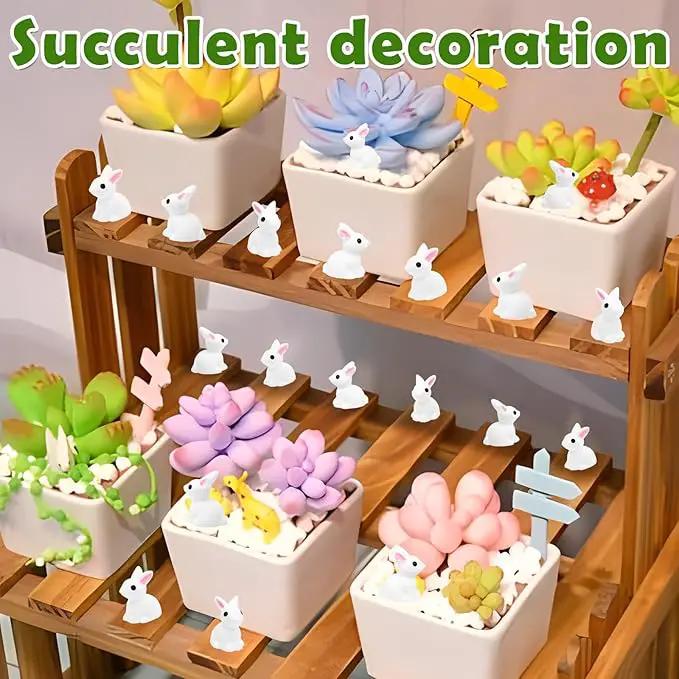 80Pcs Mini Rabbits Resin Tiny Rabbits Miniature Decoration Figurines Ducks Dollhouse Garden Decor Plastic Mini Animals Micro Landscape Ornament Cake DIY Craft by GreenHaven Gardens