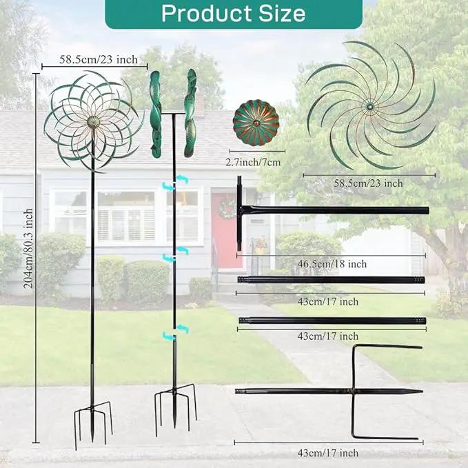 VEWOGARDEN Large Wind Spinners for Yard and Garden, Waterproof Metal Doubles Wind Spinners Outdoor Decor, Wind Sculptures & Spinners with Stakes (23" W * 80" H) by GreenHaven Gardens