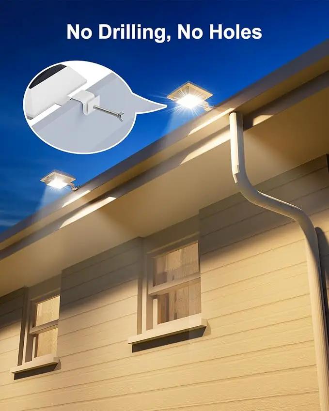 8 Pack Solar Powered Gutter Lights Outdoor Decorative Waterproof 12 LEDs Yard Lamp for Fence, Railing, Outside Wall, Deck, Garden, Path, Backyard, Walkway, Patio, No Drilling Installation (Warm White) by GreenHaven Gardens